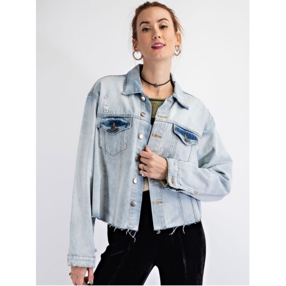 Retro Inspired Distressed Denim Jacket